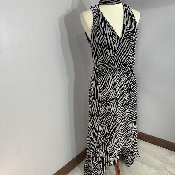 WHBM Resort Zebra Animal Print High Low Dress Size 8 Coastal Flowy Vacay Beach - Picture 14 of 16